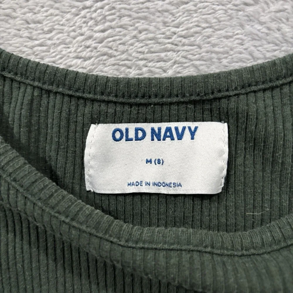 Old Navy Dress Girls Medium (8) Rib knit Tiered Long Sleeve Round Neck Green